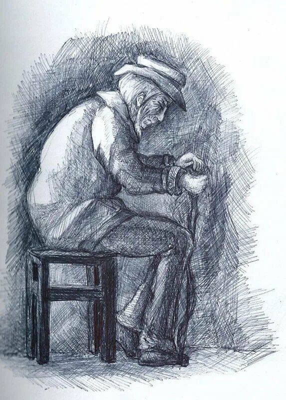 Старый дед хочет. Старик иллюстрация. Старик рисунок. Нарисовать старика. Одинокий старик.