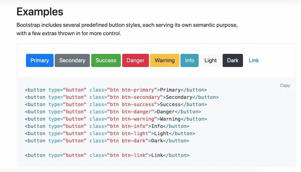 Bootstrap classes. Class btn. Class="btn btn-secondary btn-LG Active". Btn btn-Primary btn-LG. Btn btn-Warning.