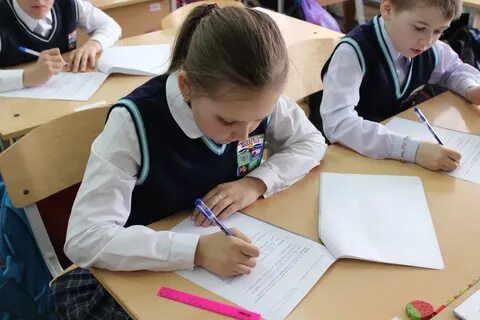 Учащийся пятого класса на уроке