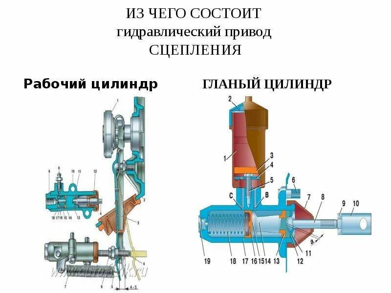 Схема гидравлического привода сцепления. Гидравлический привод сцепления Selespeed. Детали главного цилиндра гидравлического привода сцепления. Схема работы сцепления с гидравлическим приводом. Главный цилиндр привода сцепления