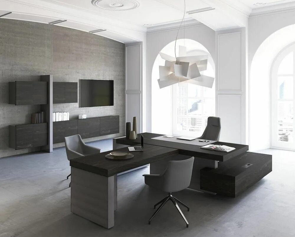 Дизайн кабинета руководителя в современном стиле Contemporary Apartment by Irena Poliakova HomeAdore Home office design, Office d