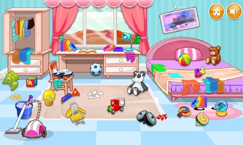 Найди игру розовый. Ребенок в комнате с игрушками. игра наведи порядок в комнате. комната с разбросанными игрушками. комната с игрушками мультяшная.