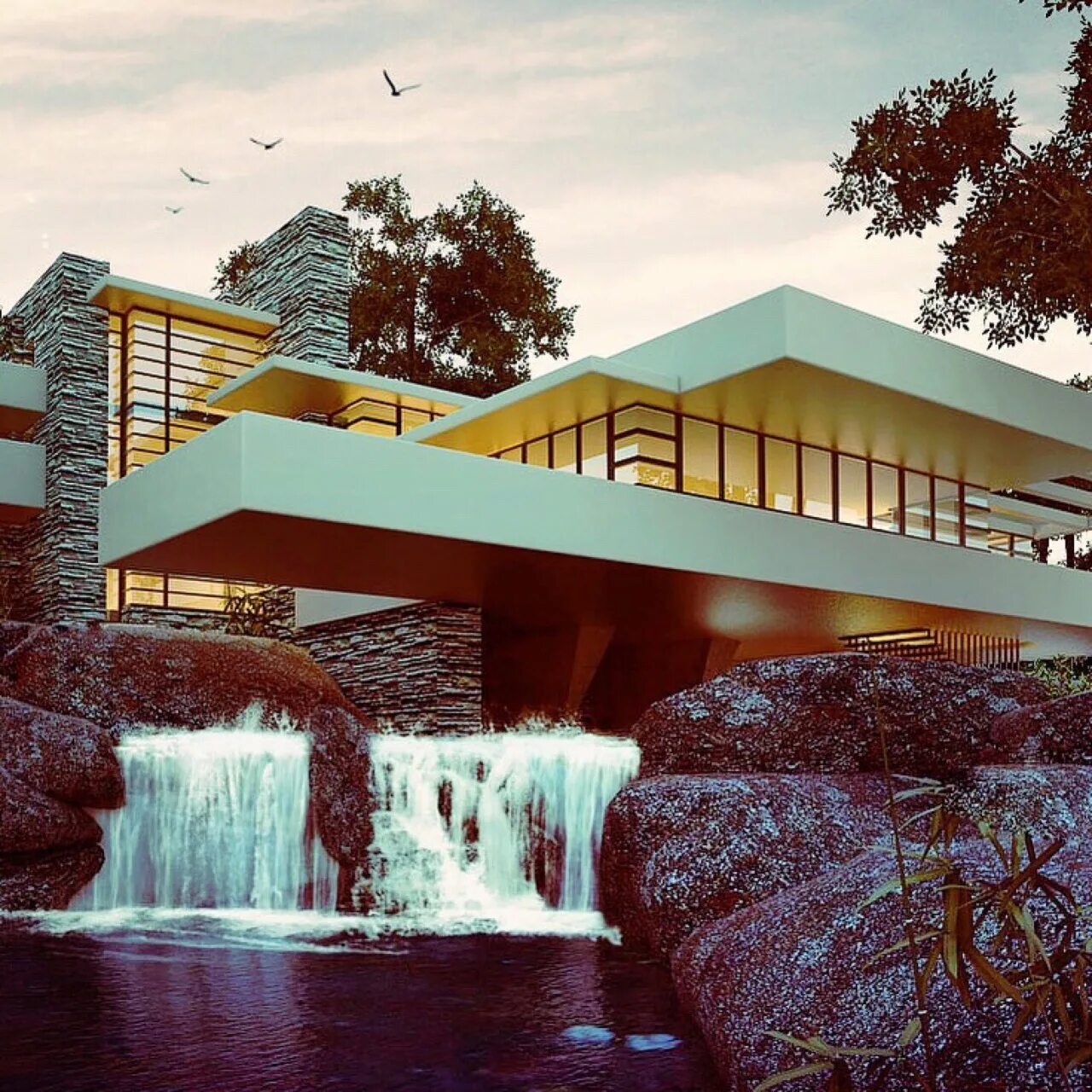 Фрэнк Ллойд Райт архитектура. Фрэнк Ллойд Райт архитектура Fallingwater. Frank Lloyd Wright архитектура. Дом над водопадом Архитектор - Фрэнк Ллойд Райт.