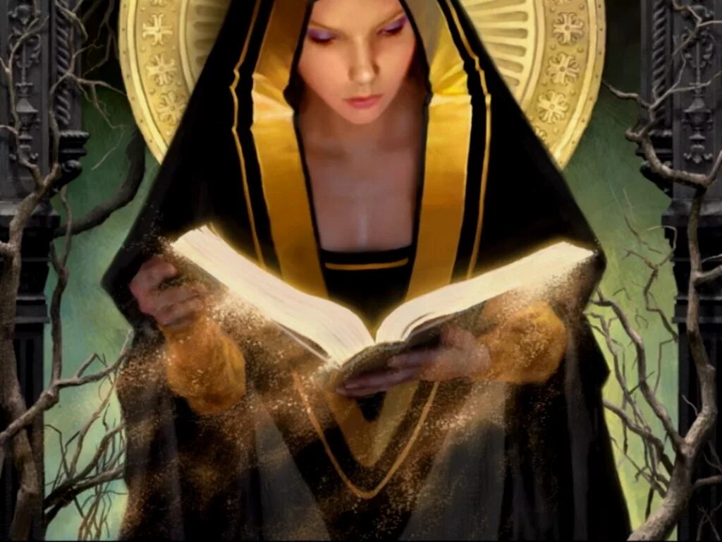 Книга магов. Монахиня фэнтези. Молитва фэнтези. Церковная магия. Малыш маг читает