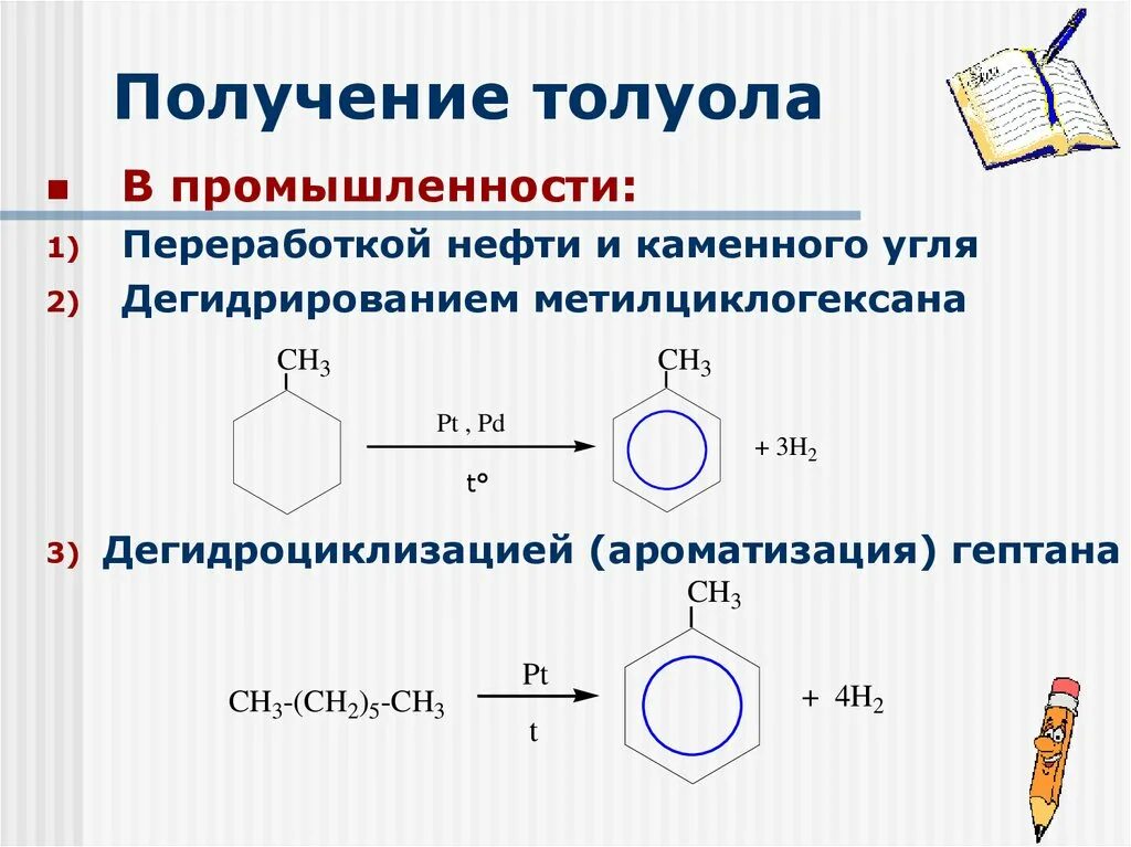 Способы получения толуола из бензола. Промышленный метод получения толуола. Реакция получения толуола. Процесс получения толуола. Бензол можно получить реакцией