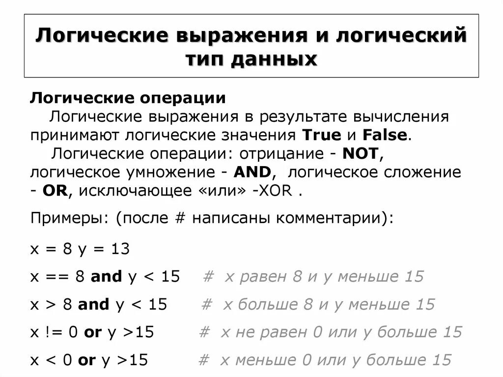 Логические типы данных выражения в питон. Логические операции в питоне. Лог8ически еопрации в Питгоне. Kjubxtcrbtоперации в питоне. Логические операции в python