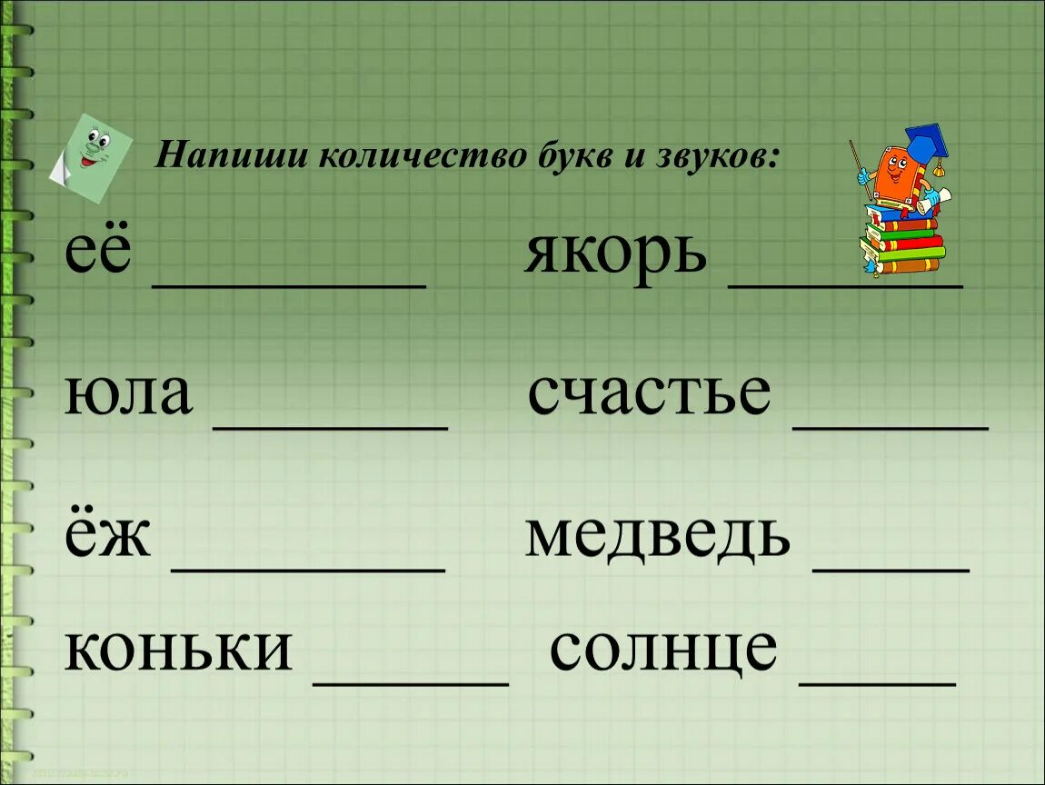 Определить количество букв. Определить количество букв и звуков в словах. Сколько букв сколько звуков. Сколько бук а сколько звуков. Задание на количество букв и звуков.