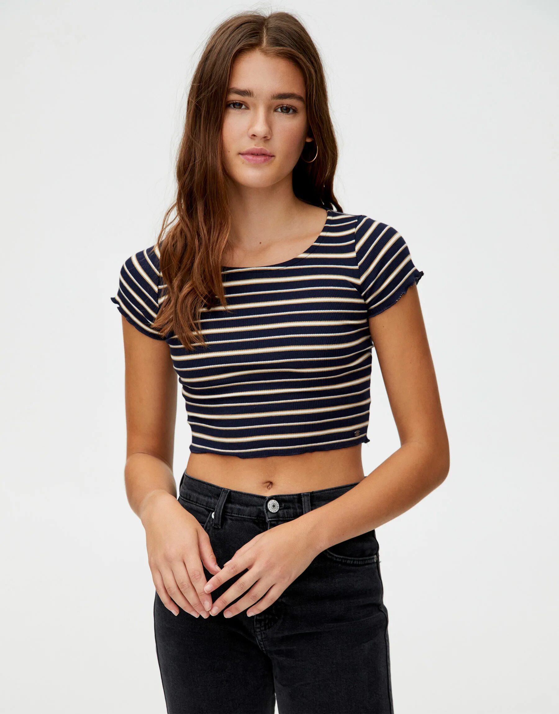 Pull and Bear Striped Ribbed Top. Топ Pull and Bear. Синий топ Pull Bear. Топ из нулевых.