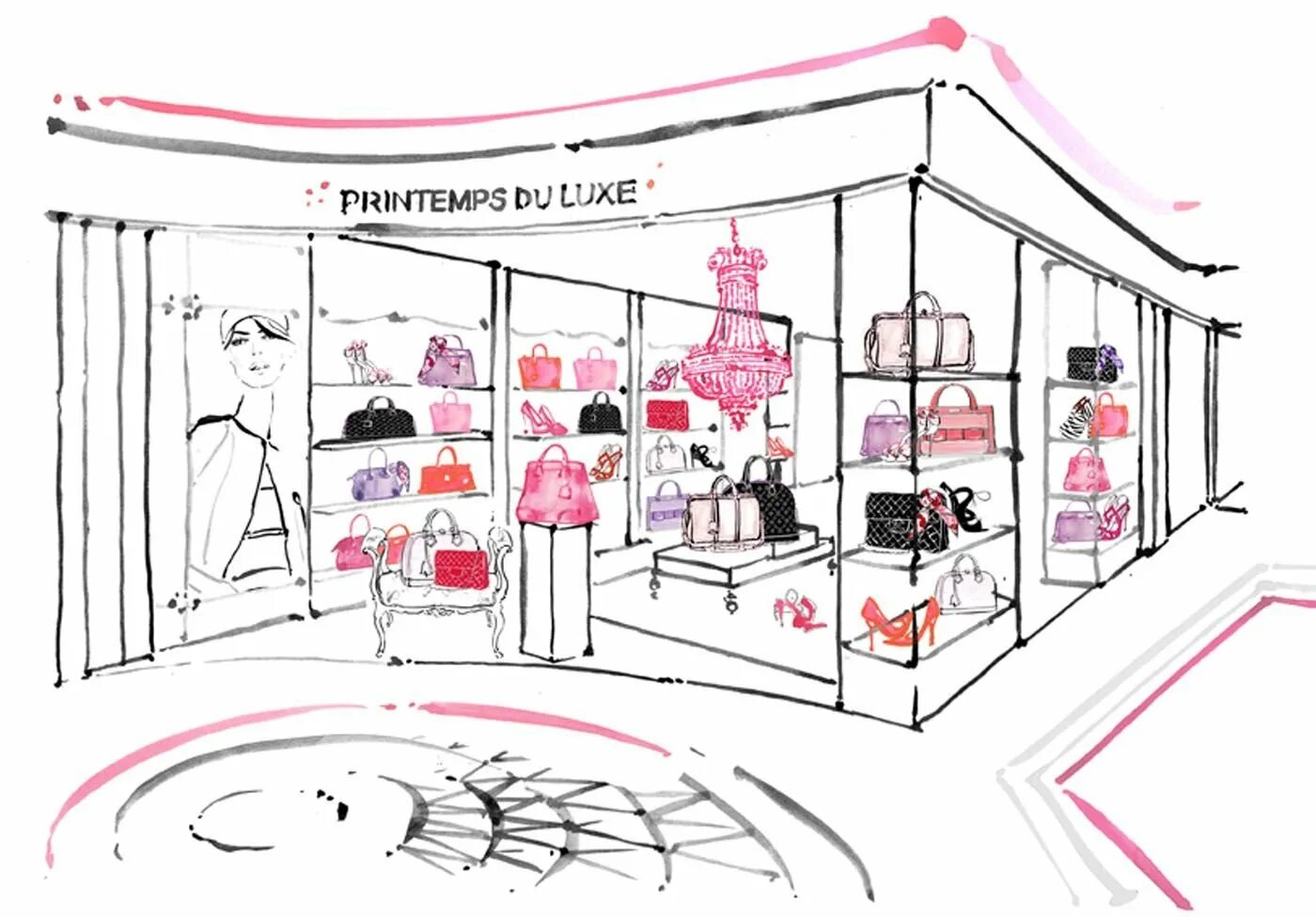 Эскиз оформления витрины. Эскиз оформления витрины. Эскиз витрины. Набросок интерьера магазина. Эскиз оформления витрины.