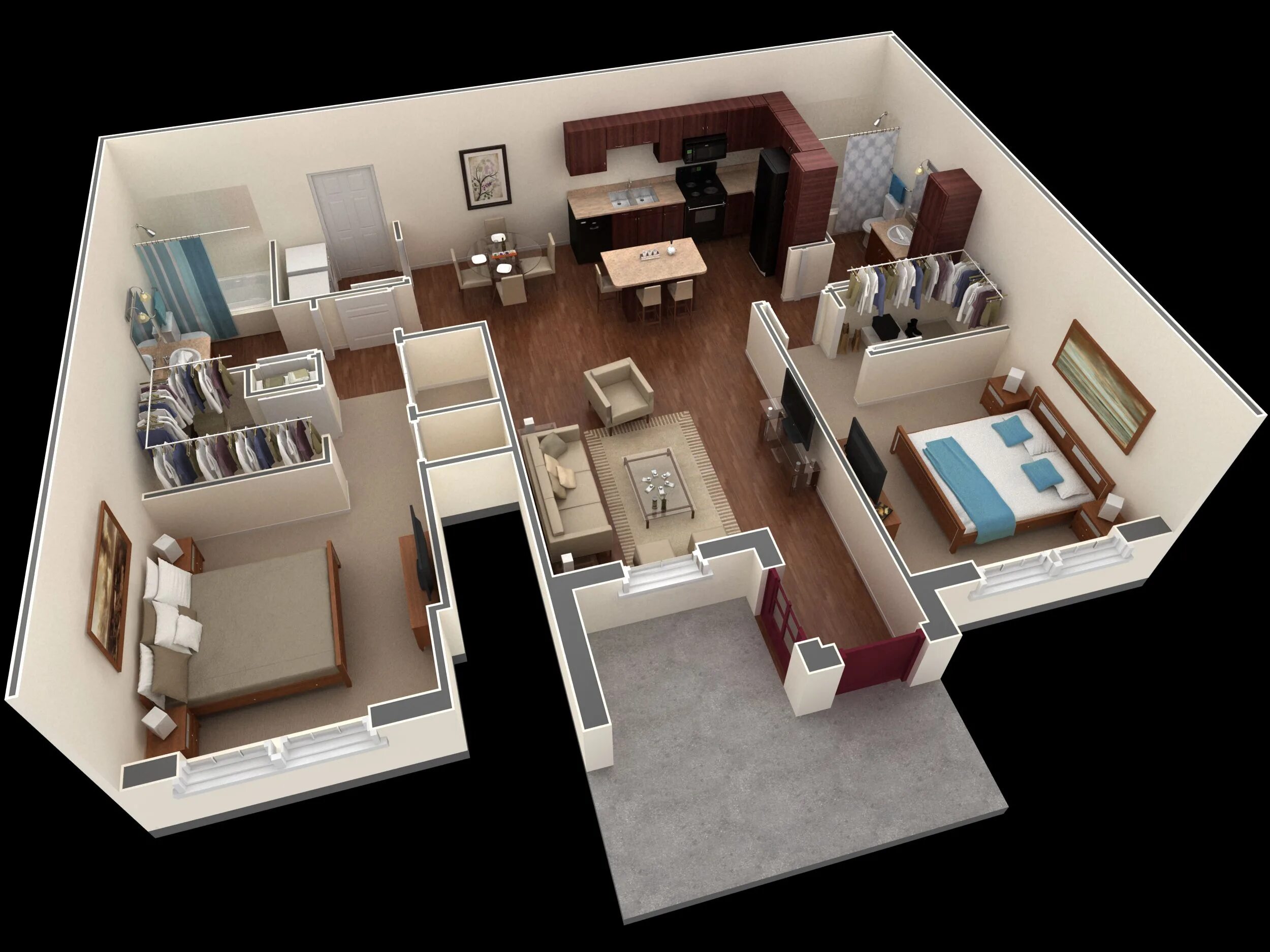 Floorplan 3d проекты. 3д планировка трешка. Floorplan 3d визуализация. Проект квартиры. 4х комн