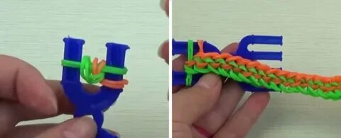 Схема плетение браслетов на рогатке