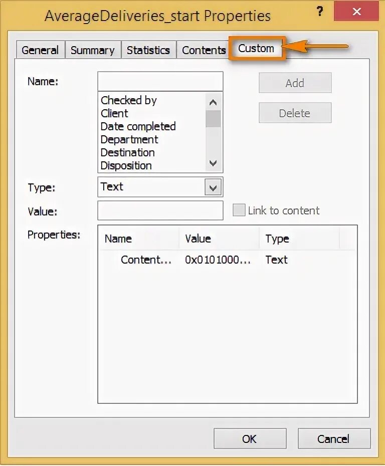 File property values. File property values