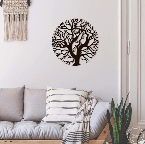 Lighting tree wall art laser cut Tree design on wall, House wall design, Stairca