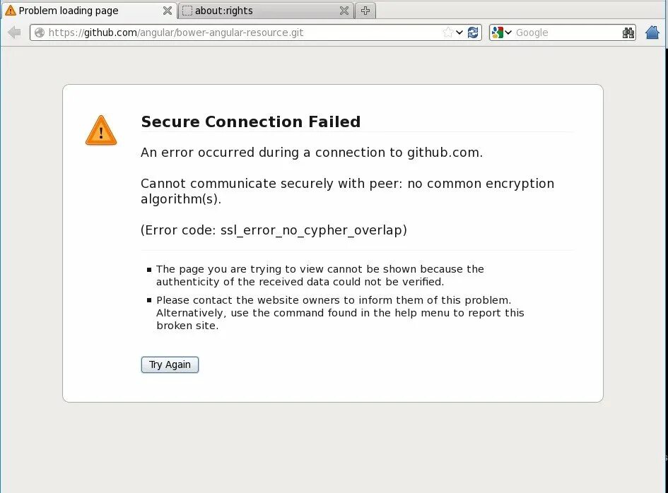 Could not connect to github
