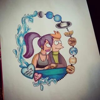 Fry and leela tattoo