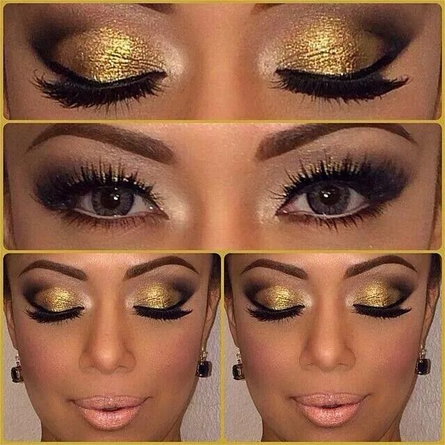 Как сделать золотой макияж Tutorial Carnaval luxo com produtos Nacionais Glitter eye makeup, Colorful eye