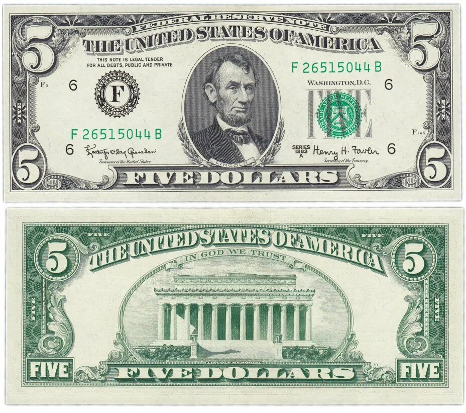 5 долларов в россии. Банкноты долларов США 5 долларов. 5 Долларовая купюра. Купюра 5 долларов США. Старинные доллары.
