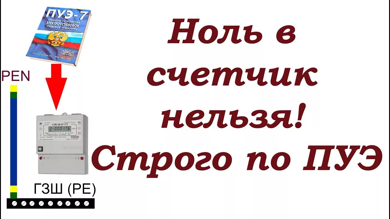 Подключение pen. Ноль в счетчик нельзя ПУЭ. Pen)-проводника питающей линии. ПУЭ ГЗШ Pen. Ноль в щетчик делать нельзя.