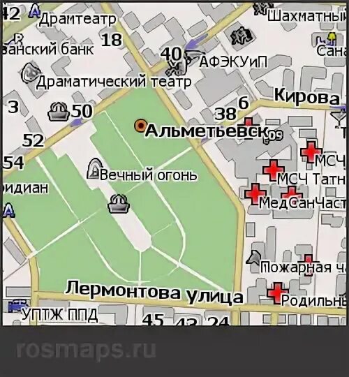 Карта города Альметьевск с улицами. Достопримечательности Альметьевска на карте. Карта 4 микрорайона в Альметьевске.