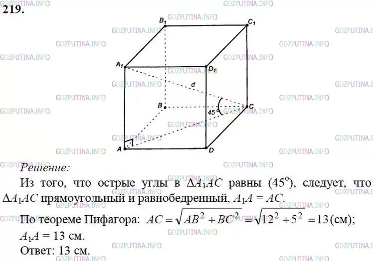 Геометрия 10 класс атанасян номер 239. Задача 219 Атанасян 10-11 класс. Задача 219 Атанасян 10 класс. Геометрия 10 класс задачи.