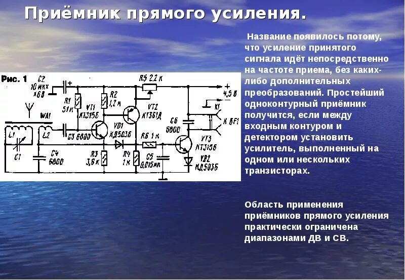 Приемник полного. 3-v-1 прямого усиления приёмника. приёмник прямого усиления 2-v-2. приемник прямого усиления на кт815. рефлексные приемники на транзисторах схема.