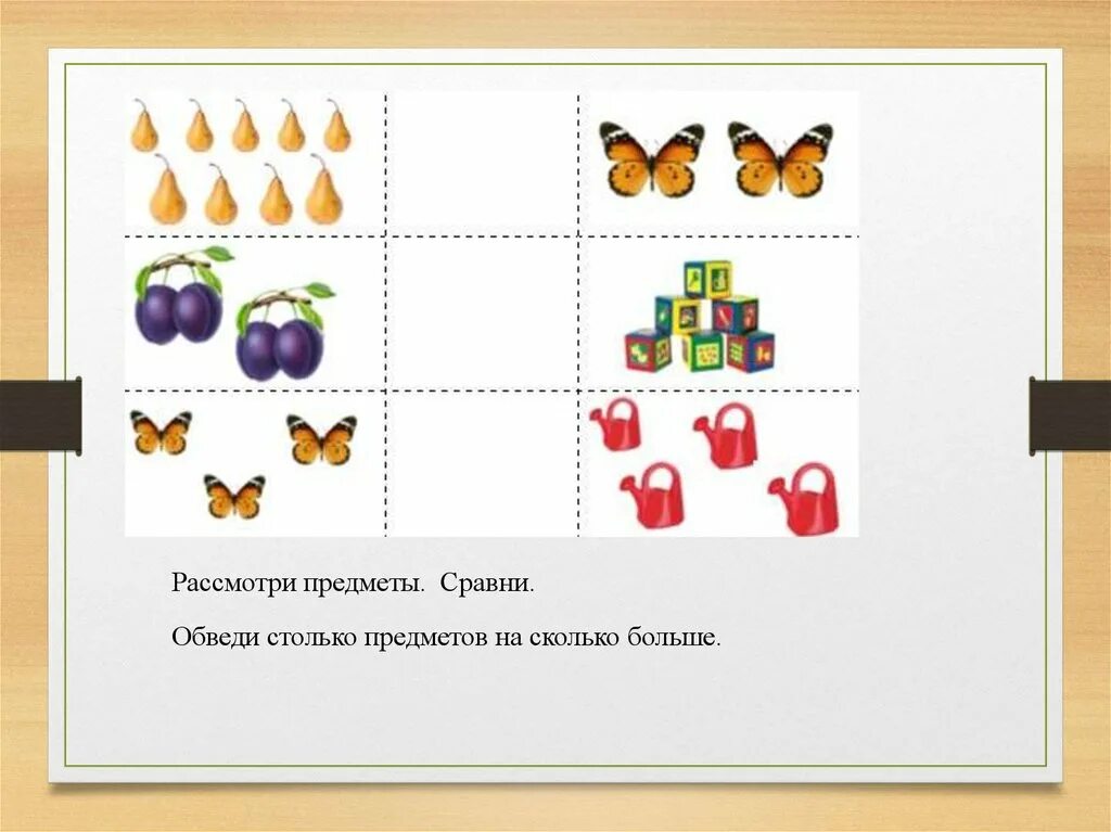 Сравнивать предметы и группы предметов. Сравнение предметных совокупностей. Сравнение чисел. Сравнение неравные группы предметов. Сравнение групп предметов с заданными свойствами. Сравнения предметов для детей