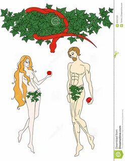 Adam and Eve with apples. 