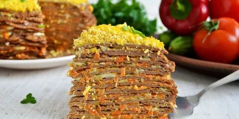 Пирог из печени слоями