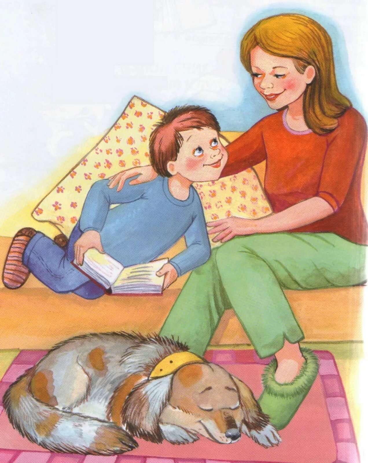 Рассказ по картинкам купили щенка старшая группа. Мама заботится о ребенке. Дети иллюстрация. Сюжетная картина спокойствие. Мама иллюстрация.