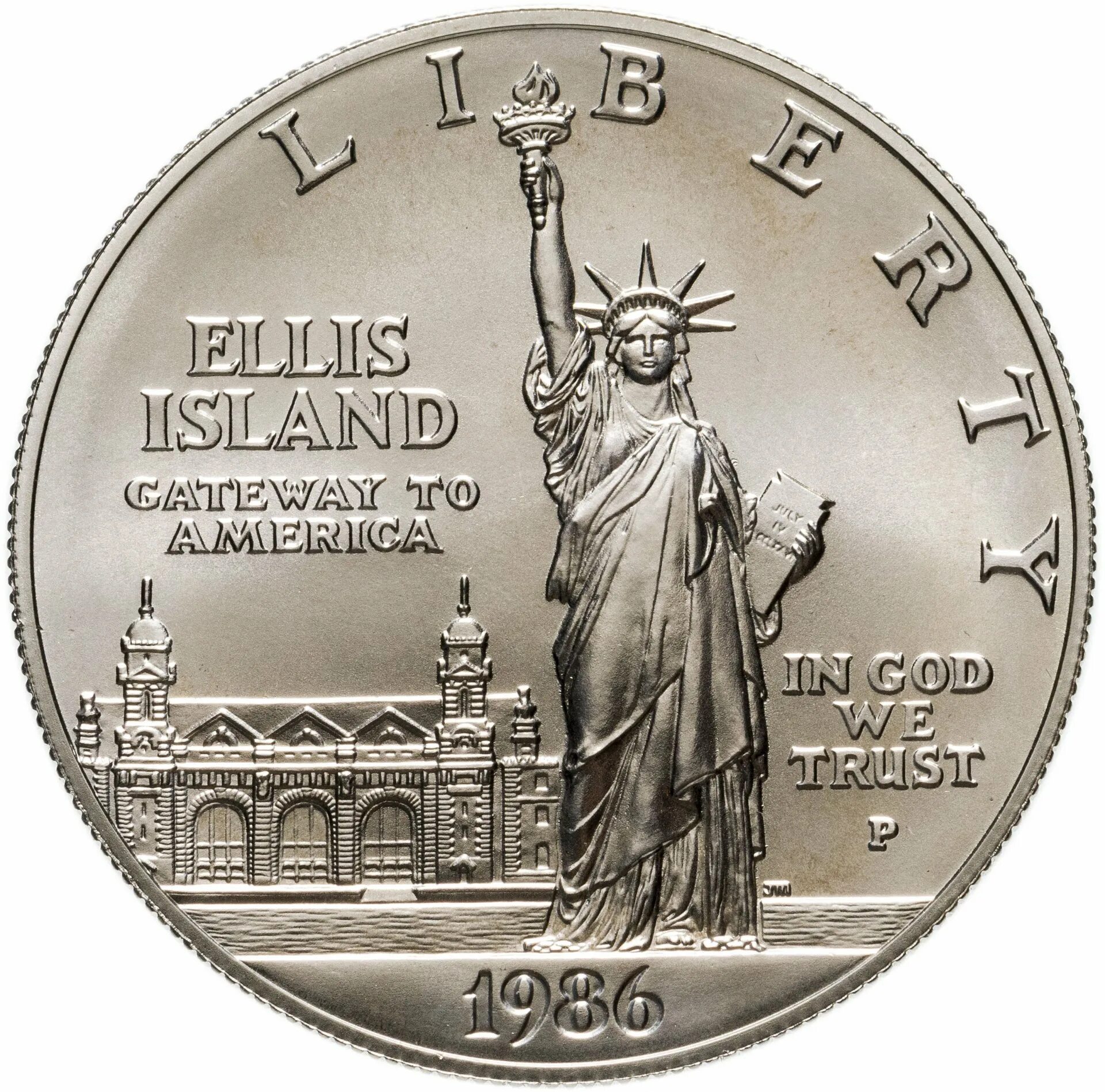 США, серебряная монета 1 доллар, 100 лет статуе свободы, 1986 года. США 1 доллар 1986 статуя. 1 Доллар Ellis Island 1986 год. 1 Доллар 1986 США монета. 1 вопрос 1 доллар