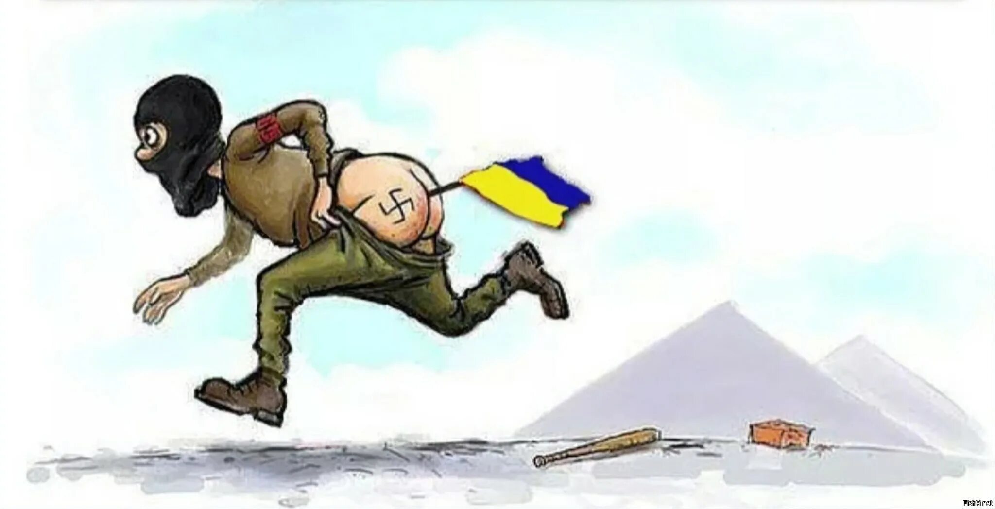 Каждый украинец. Карикатуры на Хохлов и бандеровцев. Украинские военные карикатура. Хохлы бегут.