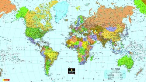 Современная карта с границами государств