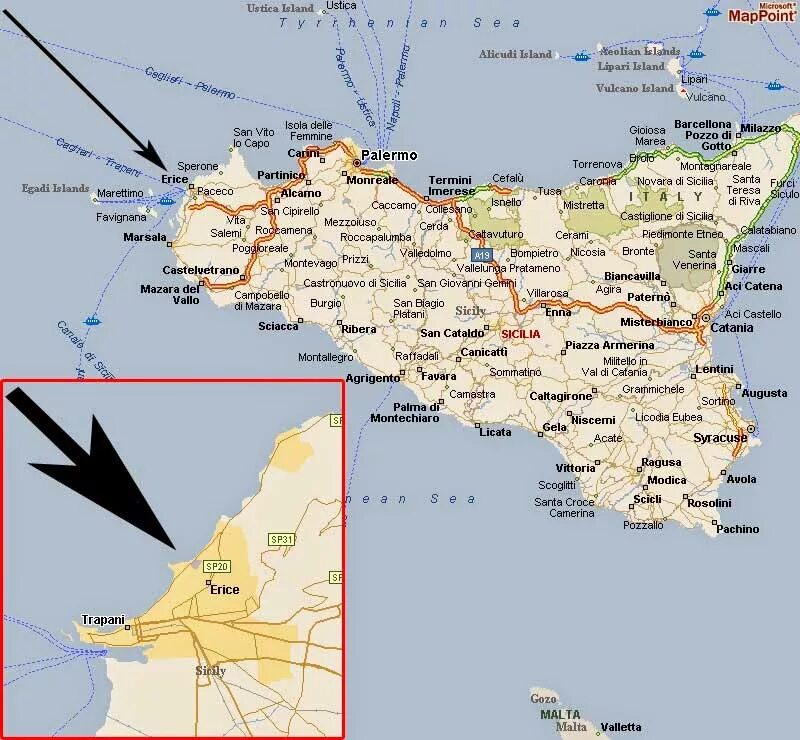 Подробная карта Сицилии. Остров Сицилия на карте. Страна Сицилия на карте.