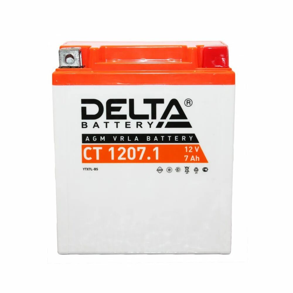 Аккумулятор Delta CT 1207.1. Аккумулятор Delta 12в 7а (CT1207.1) обр./пол.. Аккумулятор Delta CT 1207.2. АКБ Delta ст 12в 7.1а-ч ytx7l-BS 114/71/131 1207.1 АКБ-ТРЕЙД old. Аккумулятор для мотоцикла 12v