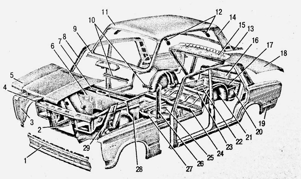 Элементы кузова ваз. Кузовные составляющие автомобиля ВАЗ 2107. Схема кузовных элементов ВАЗ 2107. Конструкция кузова ВАЗ 2107. Кузов ВАЗ 2107 схема кузова.