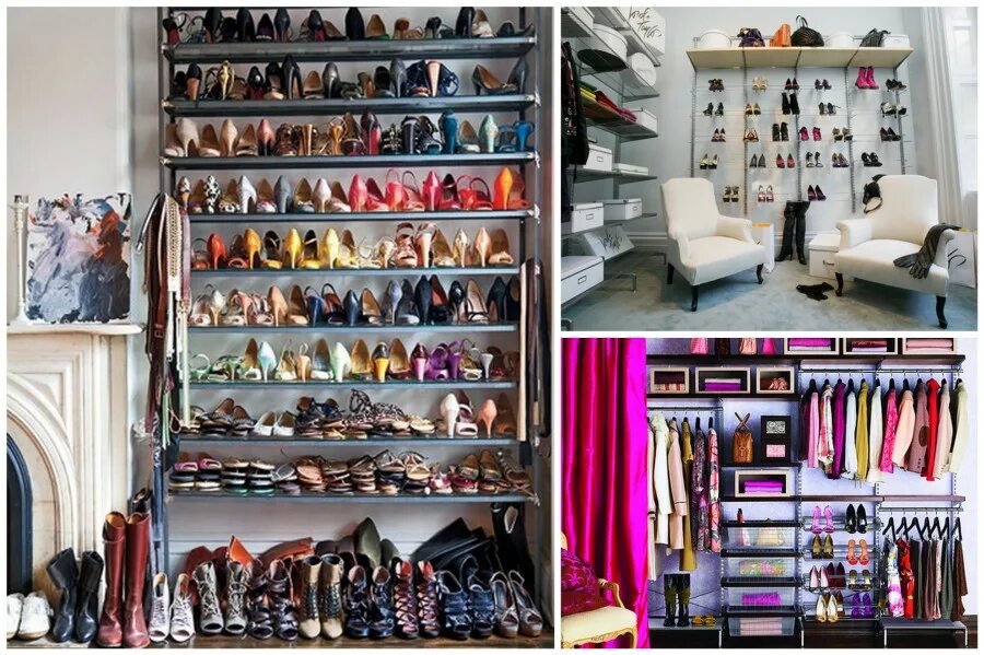 Много одежды и обуви магазин. Шкаф для обуви и сумок. Шкаф для туфель и сумочек. Хранение обуви. Гардеробная с туфлями.