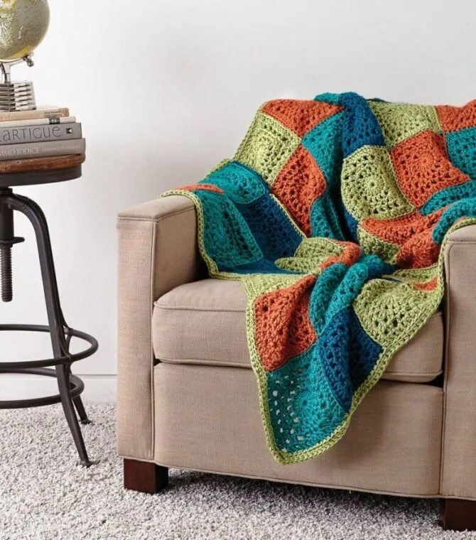 Плед вязаный. Плед спицами. Идеи пледов. Шерстяной плед крючком. Идеи пледов.