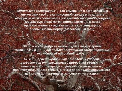 Химическое загрязнение это