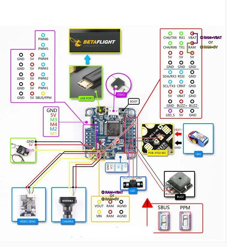T-Motor F4 Премиум-контроллер полета AIO OSD 5V BEC Поддержка TBS Nano Приемник 