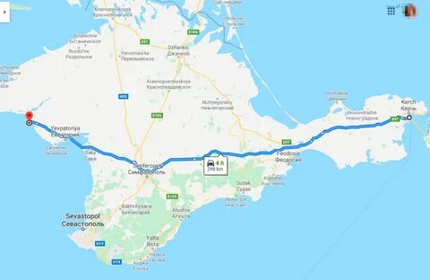 Расстояние от крымского моста до евпатории