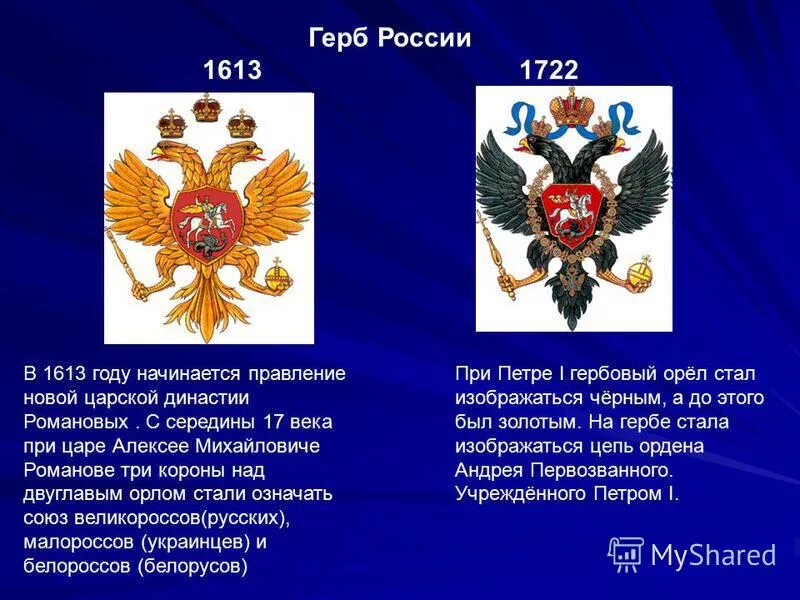 Двуглавый орёл царской империи золотой. Герб царской России при Алексее Михайловиче. Герб России. Двуглавый Орел царской России. Герб россии в каком году