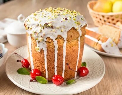 Кулич с белым шоколадом и фисташковым кремом