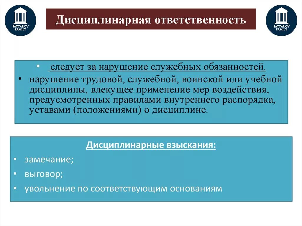 Применение мер юридического воздействия. Дисциплинарная ответственность. Меры ответственности за нарушение трудовой дисциплины. Виды дисциплинарного воздействия. Меры ответственности нарушений трудовой дисциплины.