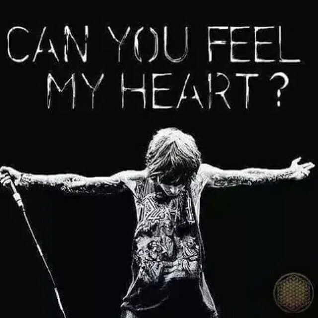 надпись can you feel my heart. джерис джонсон. кен ю фил май харт. бринг ми зе хоризон кэн ю фил май харт. фил махар.