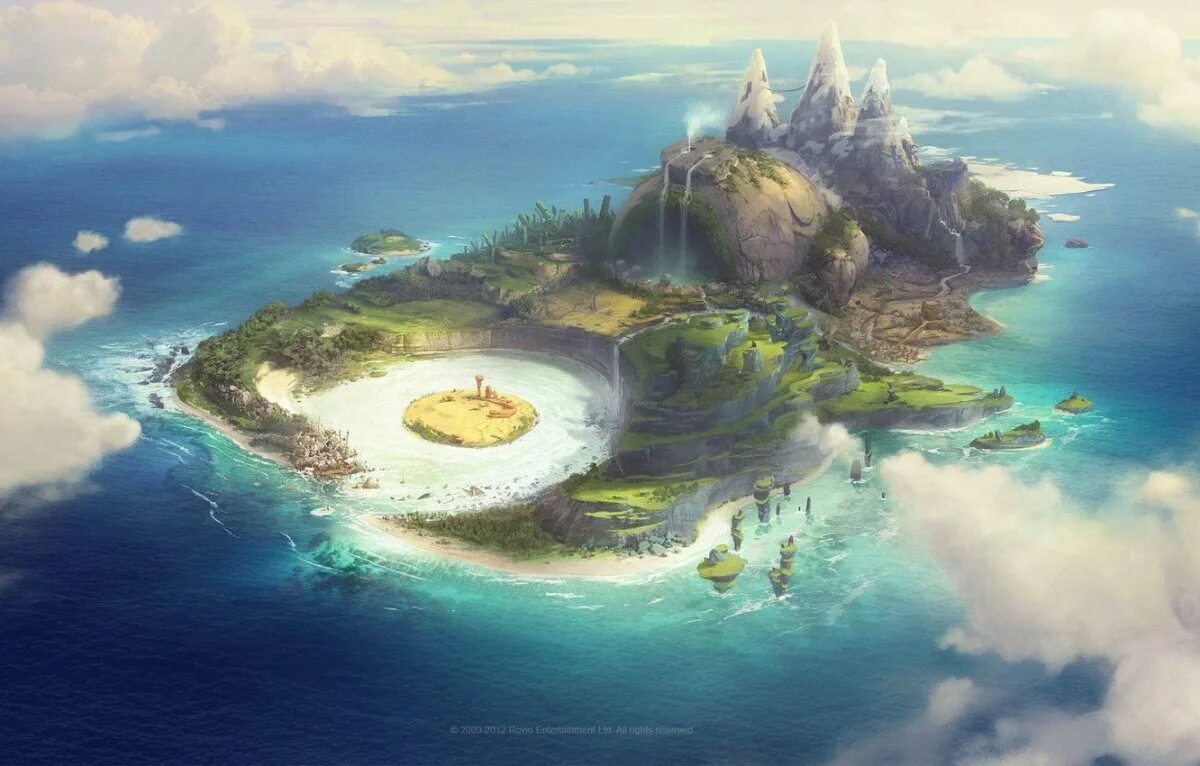 Animeverse island. Остров фэнтези. Остров арт. Сказочный остров. Остров в океане арт.