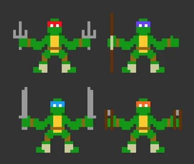 Mutant Ninja Turtles Pixel Art Pattern Черепашки Ниндзя, Образец Искусства,...
