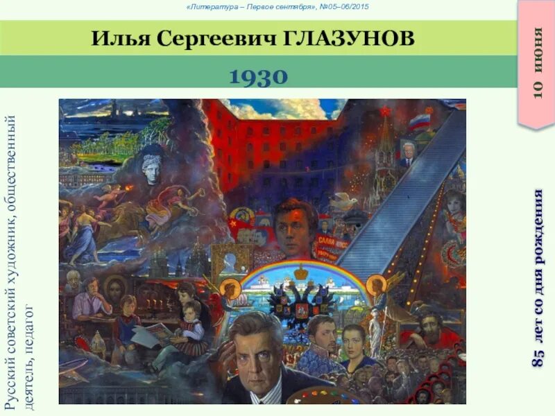 10.06 1985. Глазунов художник биография кратко.