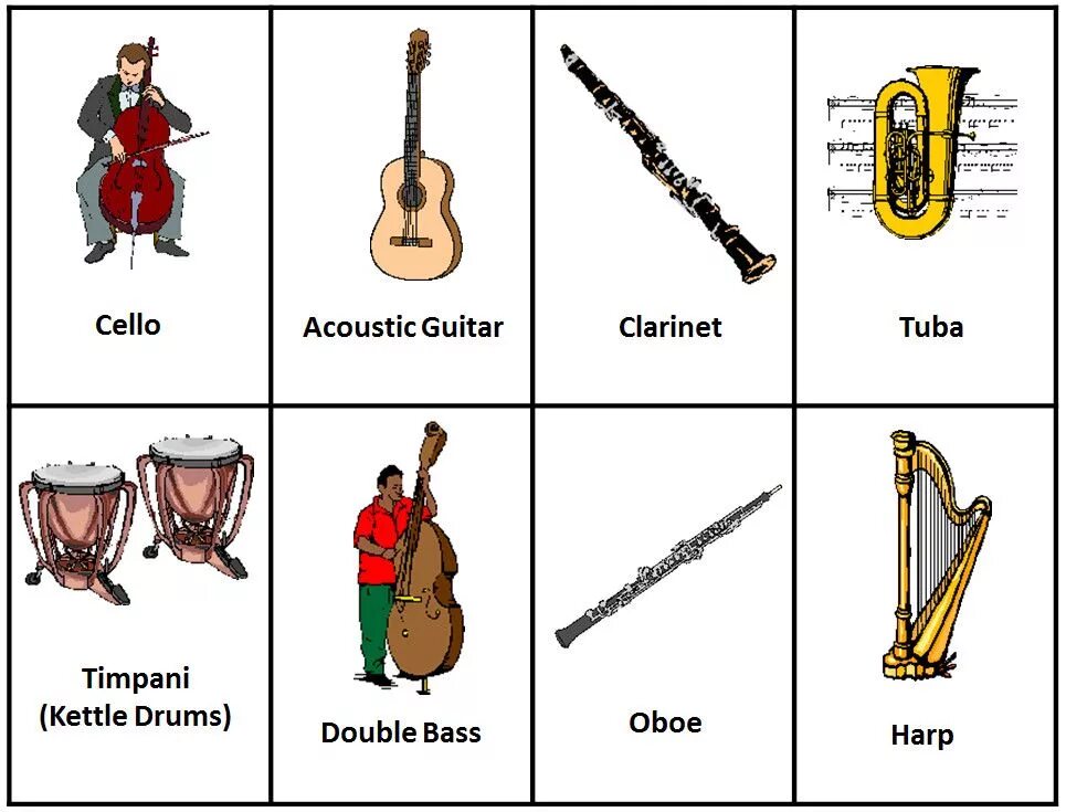Orchestra instruments. Музыкальные инструменты с подписями. Музыкальные инструменты на английском для детей. Музыкальные инструменты на английском карточки. Musical instruments names.