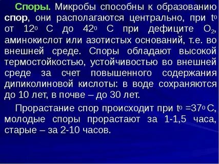 Сохранение спор