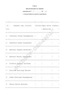Список присутствующих на вечеринке